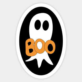 Cute Halloween ghost cartoon with BOO text Sticker